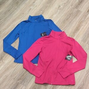 🩷Danskin Now Semi-fitted Blue & Pink Active Zip Sweaters Women's sz M (8-10)🩷